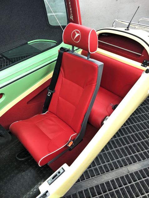 Messerschmitt KR-202-E electric cabin scooter driver seat in red with headrest